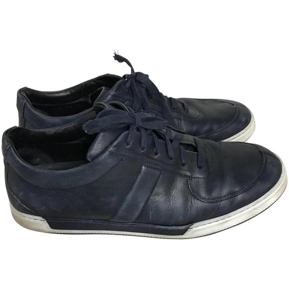DIOR HOMME NAVY LEATHER LOW-TOP SNEAKERS 43.5